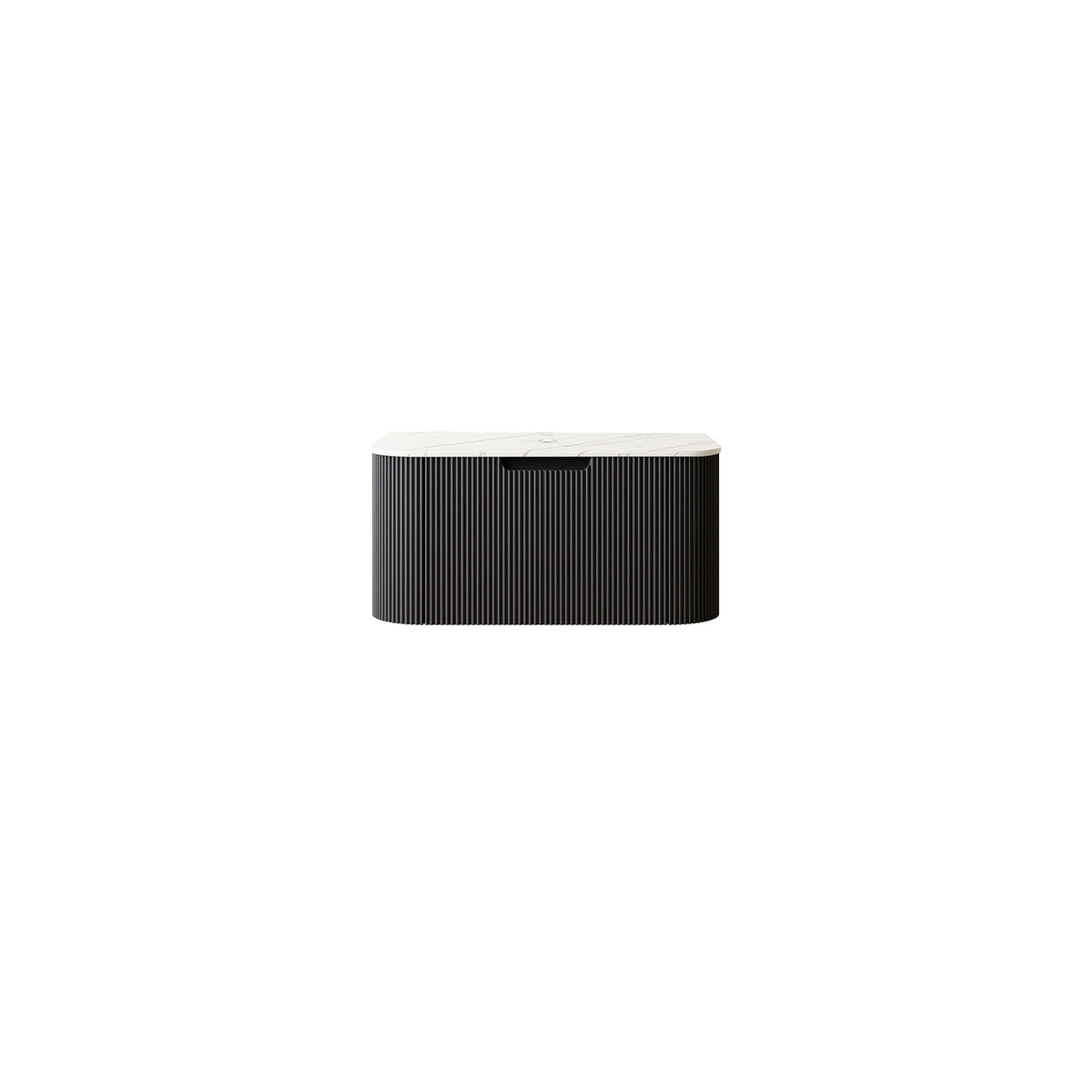 DINA 30'' Wall Mounted Cabinet, with Carrara White Artificial Marble Countertop and Drawer, NO Basin, NO Faucet, Black Color