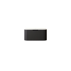 DINA 30'' Wall Mounted Cabinet, with Carrara White Artificial Marble Countertop and Drawer, NO Basin, NO Faucet, Black Color