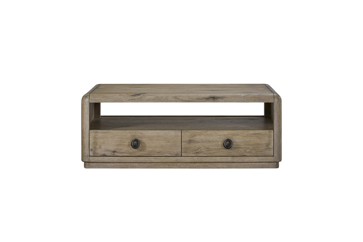 English Knotty Oak Drawer Cocktail Table