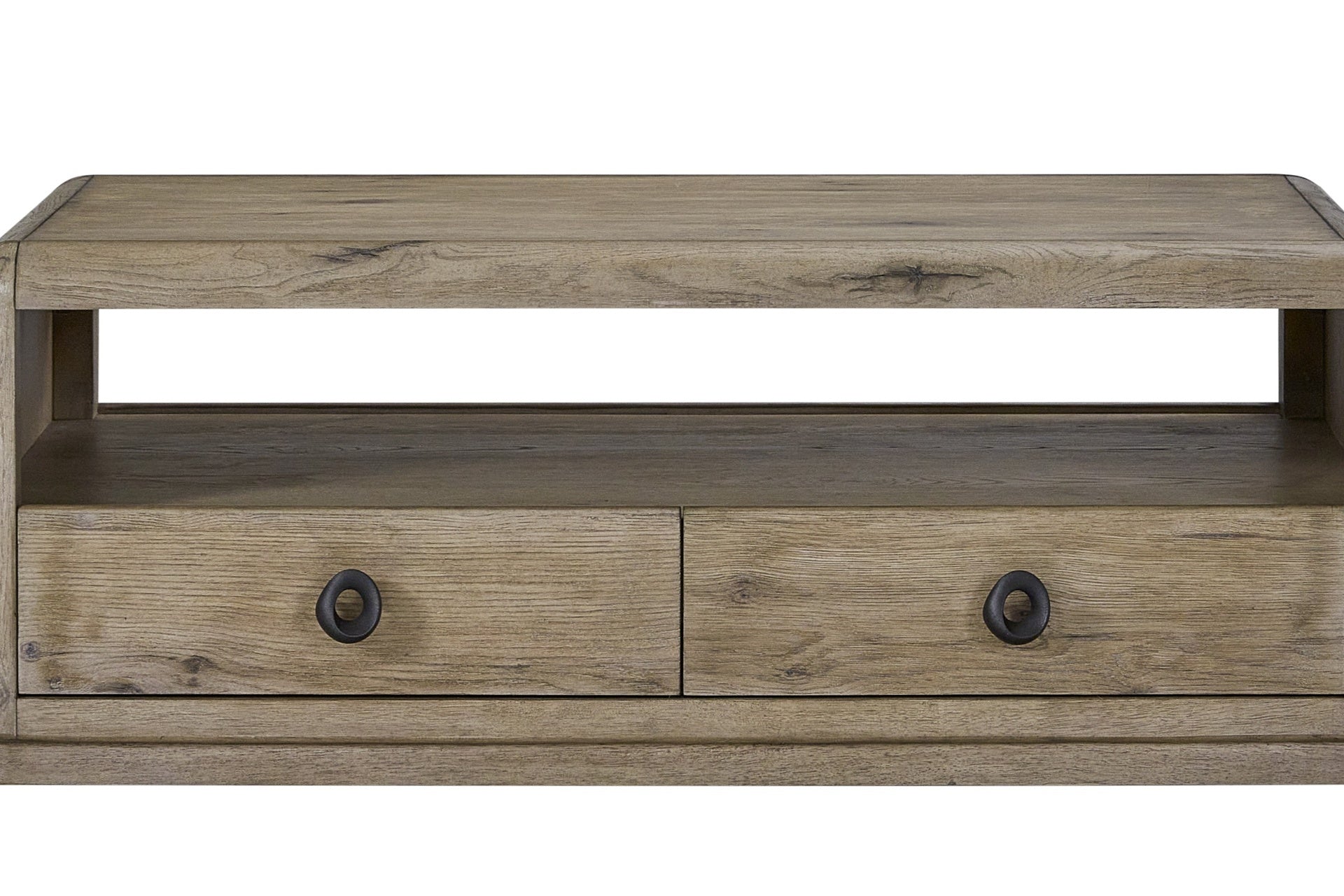 English Knotty Oak Drawer Cocktail Table