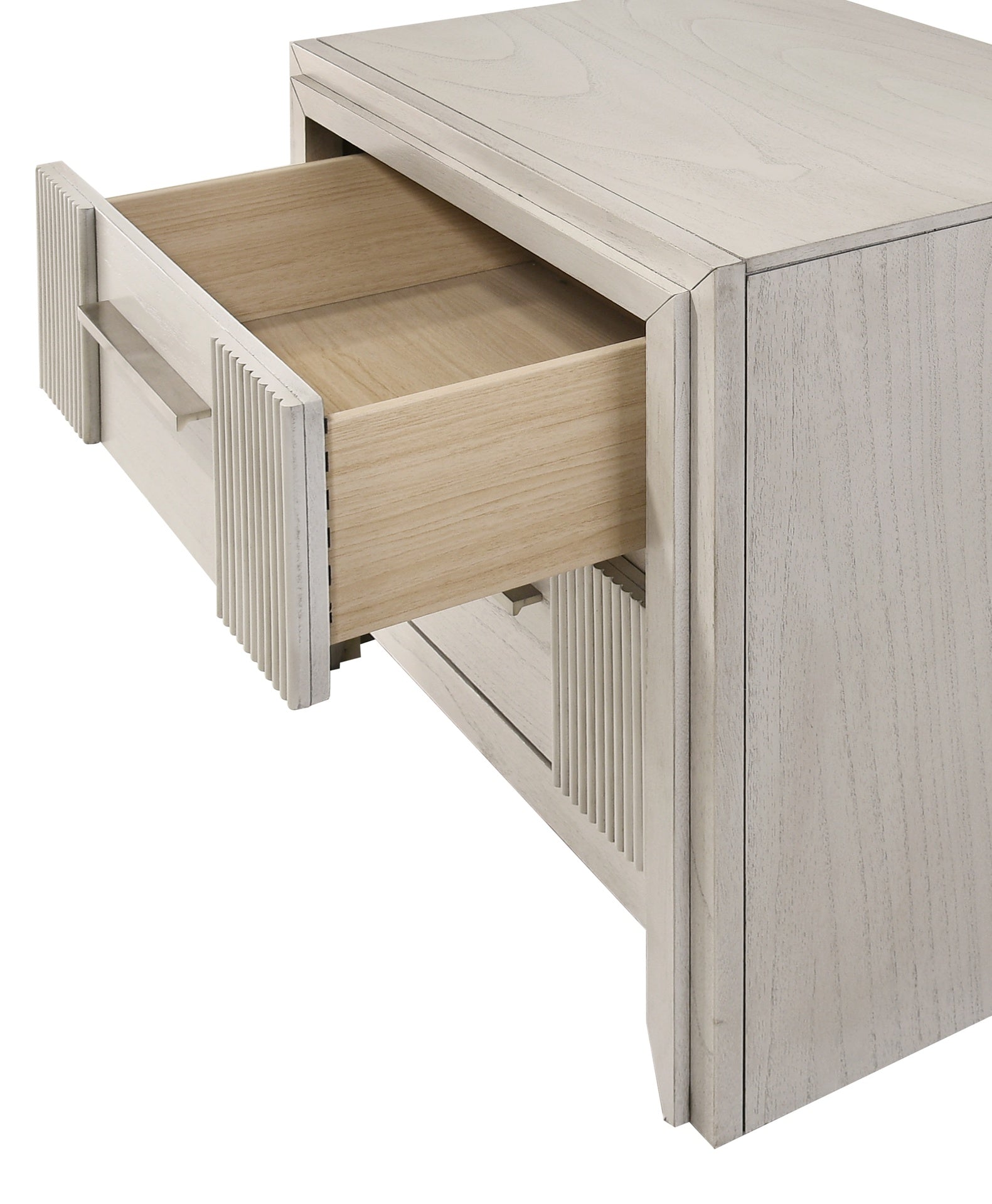 1pc Contemporary 2-Drawer Nightstand Mist White Finish Wooden Furniture