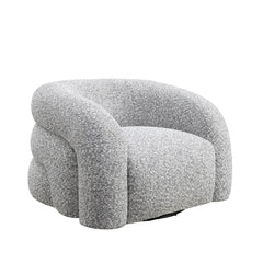 Contemporary Style 1pc Swivel Chair Curve Back Tight Seat 360-Degree Swivel Chair High Density Foam Gray Finish Primary living Room