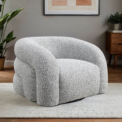 Contemporary Style 1pc Swivel Chair Curve Back Tight Seat 360-Degree Swivel Chair High Density Foam Gray Finish Primary living Room