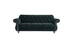 Formal Luxury Look 1pc Black Velvet Sofa w Pillows Living Room Furniture Couch