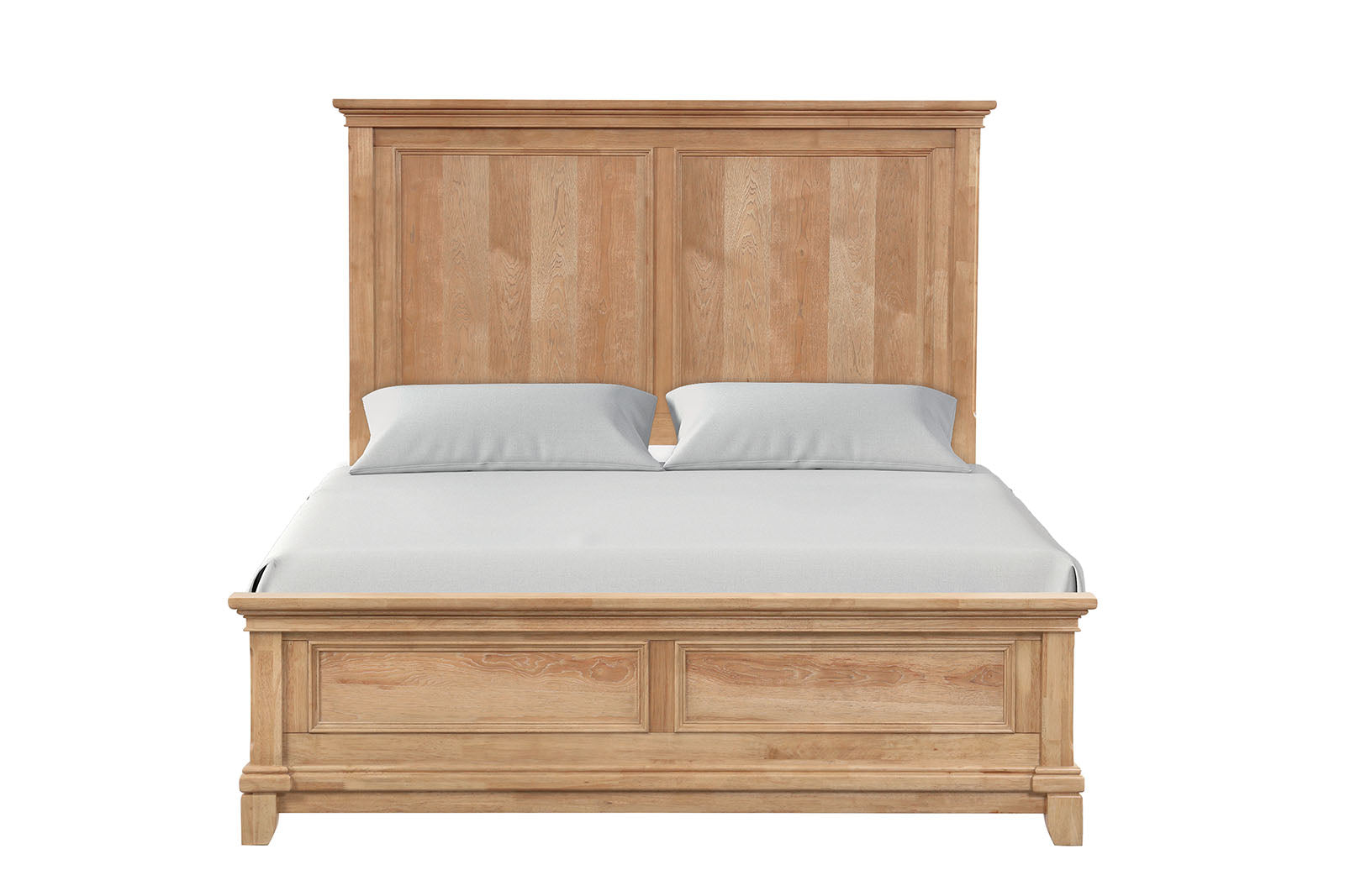 Bedroom Furniture Farmhouse Style 1pc Full Size Bed Plank Headboard Natural Oak Finish Bedframe