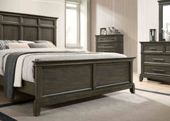 Bedroom Furniture Traditional 1pc Queen Size Bed Panel Style Headboard Gray Color Solidwood Bedframe Crown Molding Details