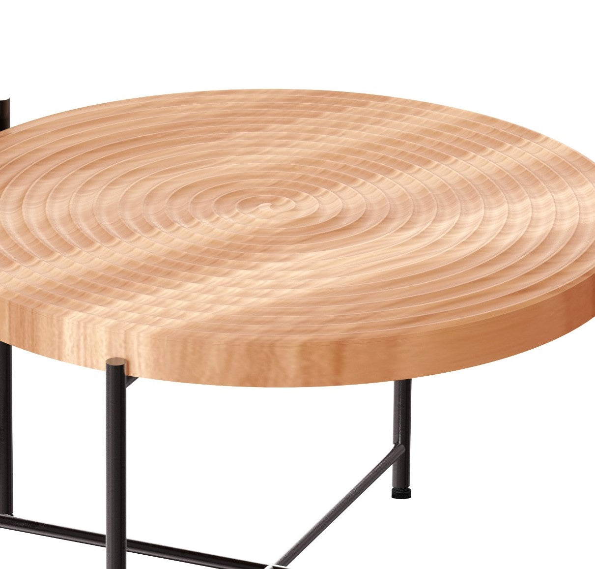 2-Piece Coffee and End Table Set – Waterproof MDF with PVC Cover, Distressed Cylindrical Design, Black Metal Legs – Classic Rustic Charm, Red Cedar-Brown