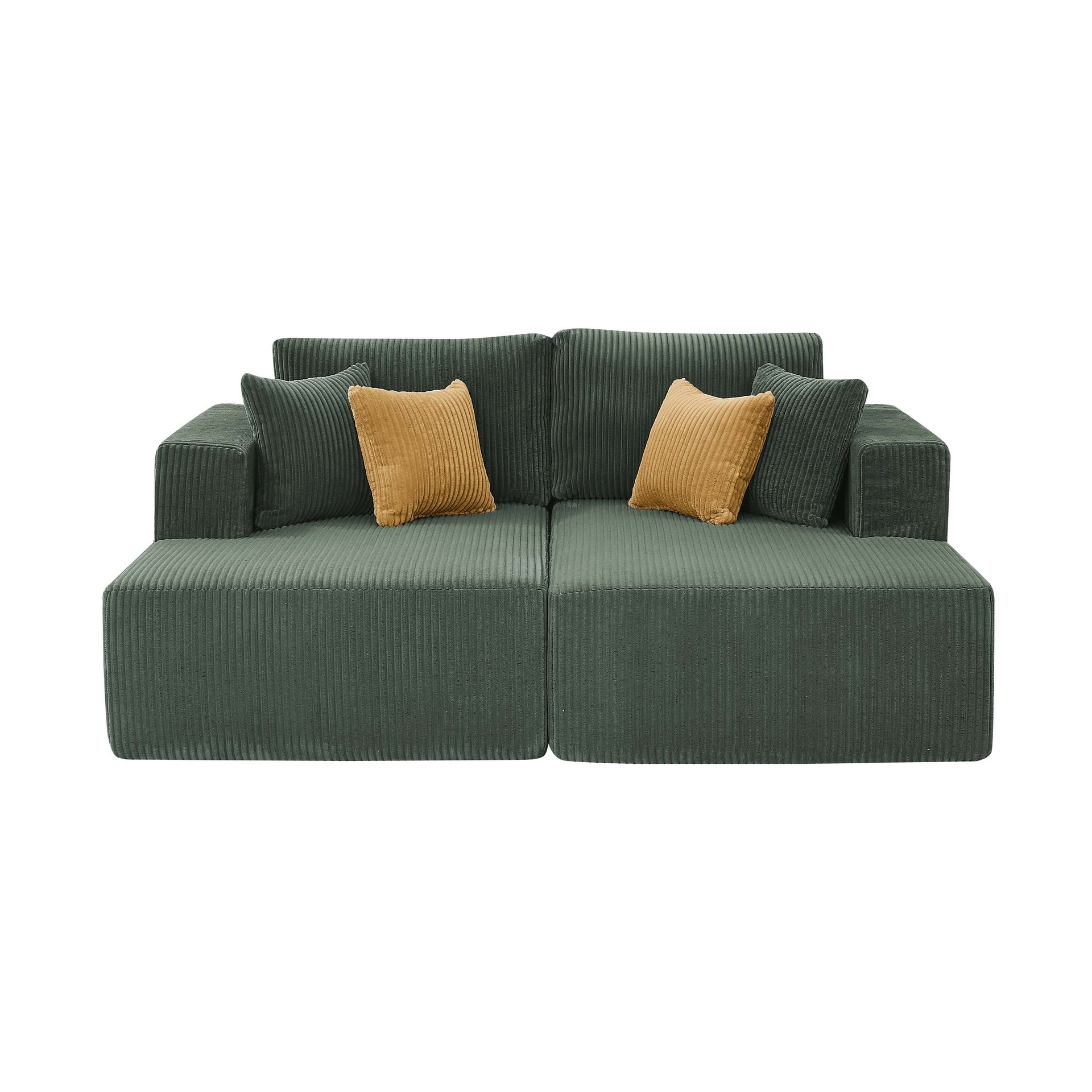 Full Compressed Corduroy Upholstered Double Chaises Loveseat - No Assembly Needed