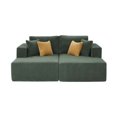 Full Compressed Corduroy Upholstered Double Chaises Loveseat - No Assembly Needed