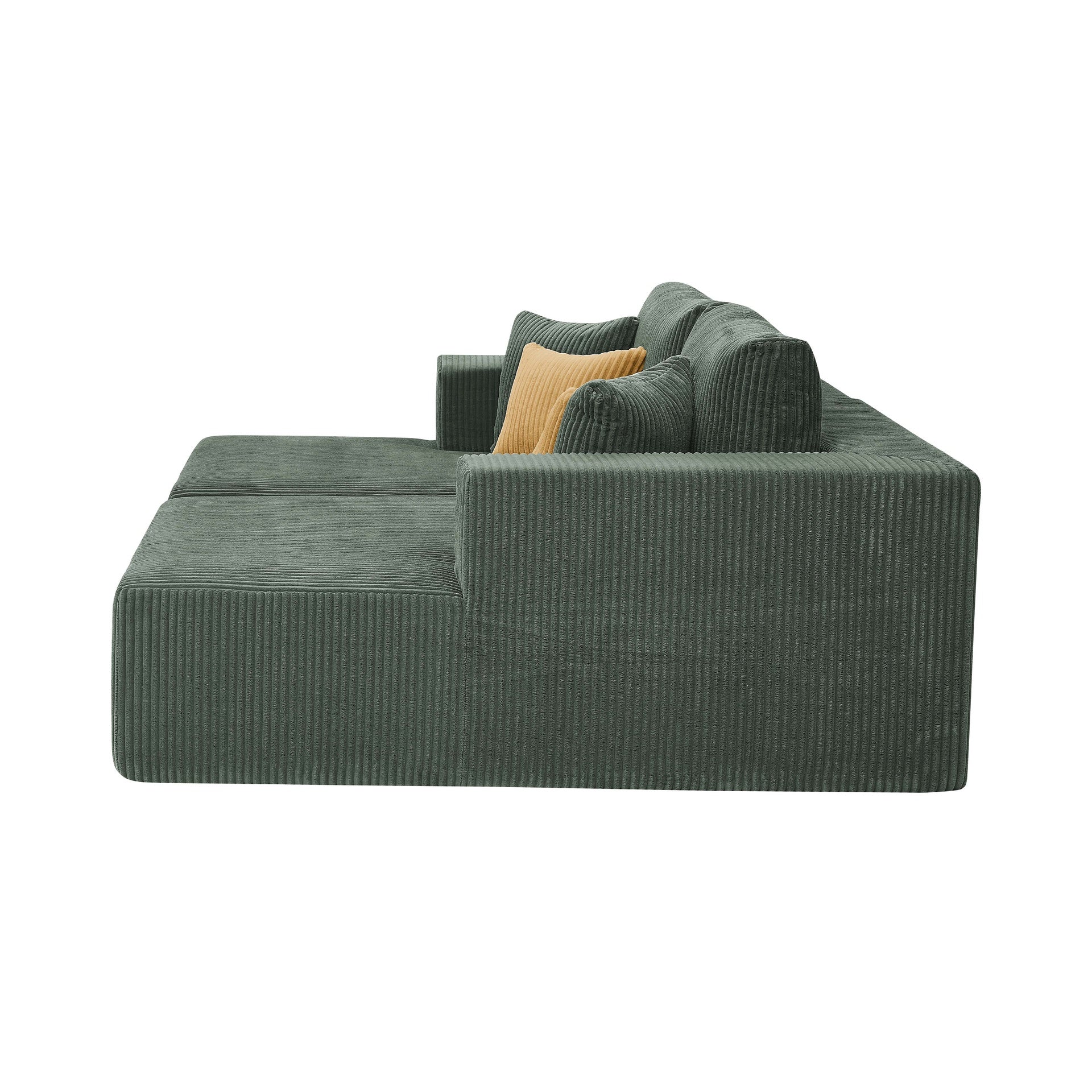 Full Compressed Corduroy Upholstered Double Chaises Loveseat - No Assembly Needed