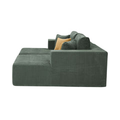Full Compressed Corduroy Upholstered Double Chaises Loveseat - No Assembly Needed