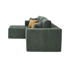 Full Compressed Corduroy Upholstered Sectional - No Assembly Needed
