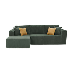 Full Compressed Corduroy Upholstered Sectional - No Assembly Needed