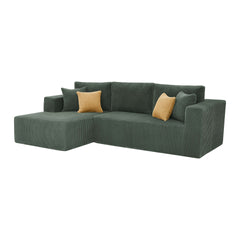 Full Compressed Corduroy Upholstered Sectional - No Assembly Needed