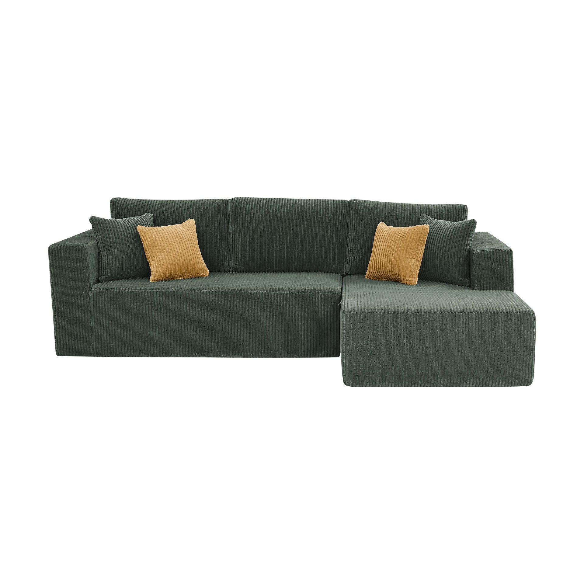 Full Compressed Corduroy Upholstered Sectional - No Assembly Needed
