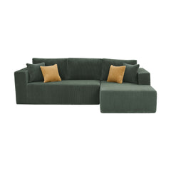 Full Compressed Corduroy Upholstered Sectional - No Assembly Needed
