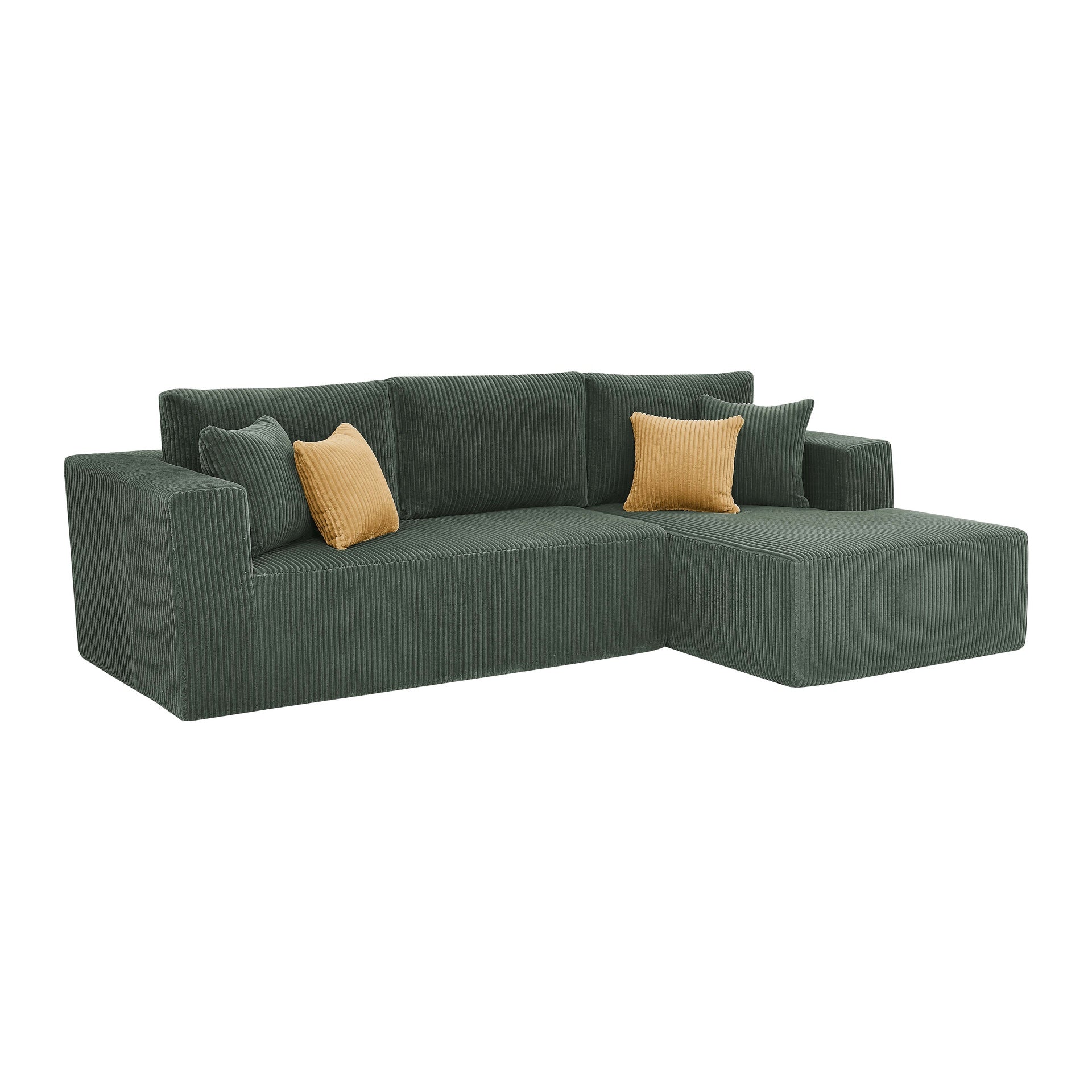 Full Compressed Corduroy Upholstered Sectional - No Assembly Needed