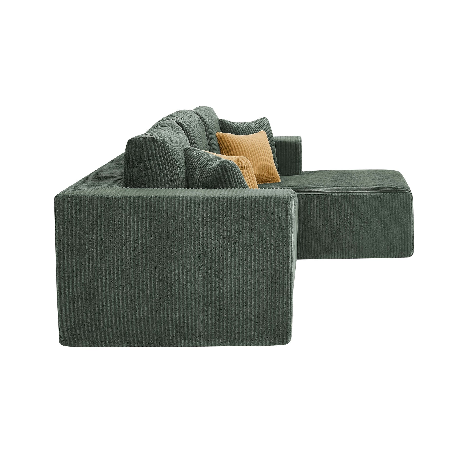 Full Compressed Corduroy Upholstered Sectional - No Assembly Needed