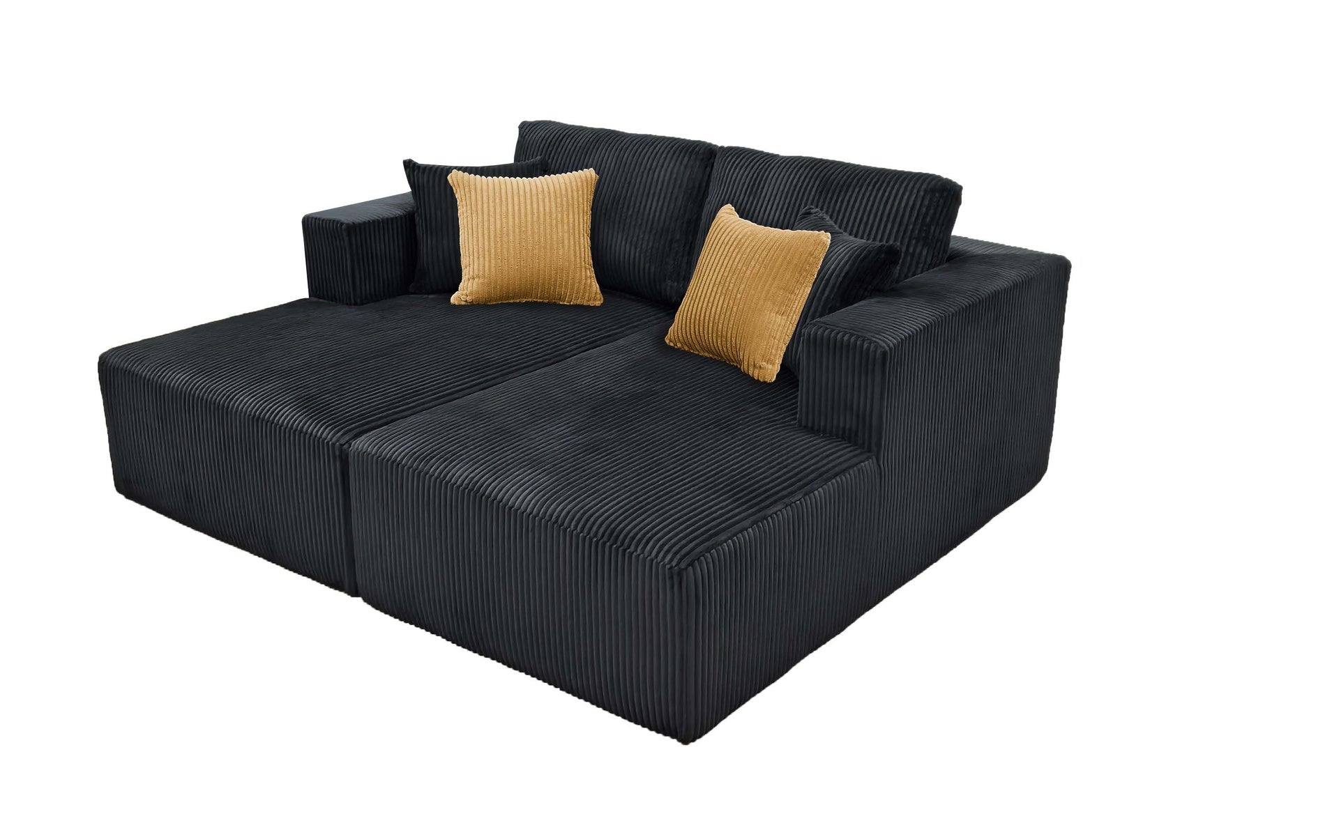 Full Compressed Corduroy Upholstered Double Chaises Loveseat - No Assembly Needed