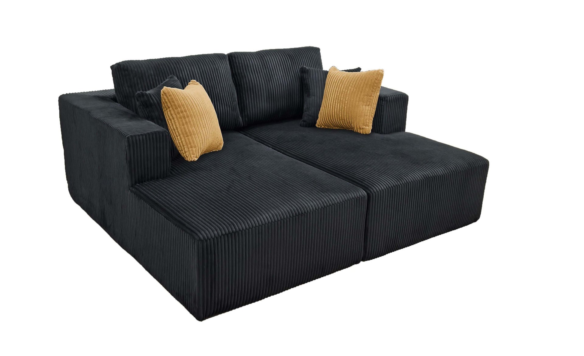 Full Compressed Corduroy Upholstered Double Chaises Loveseat - No Assembly Needed