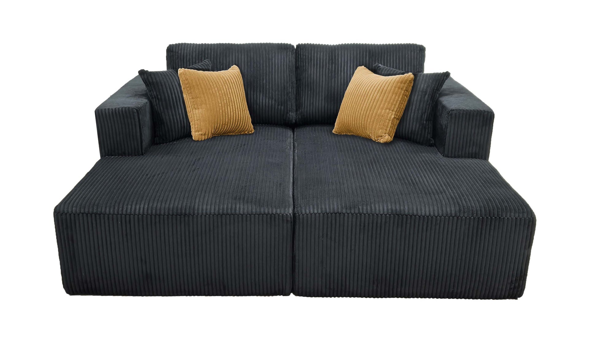 Full Compressed Corduroy Upholstered Double Chaises Loveseat - No Assembly Needed