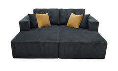 Full Compressed Corduroy Upholstered Double Chaises Loveseat - No Assembly Needed
