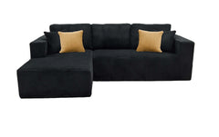 Full Compressed Corduroy Upholstered Sectional - No Assembly Needed