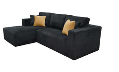Full Compressed Corduroy Upholstered Sectional - No Assembly Needed