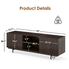Mid Century Modern TV Stand for TVs Up to 75", Farmhouse Fluted TV Stand, Retro Wood TV Stand with Storage and Shelf, Entertainment Center with Pop-Up Doors for Living Room, Bedroom