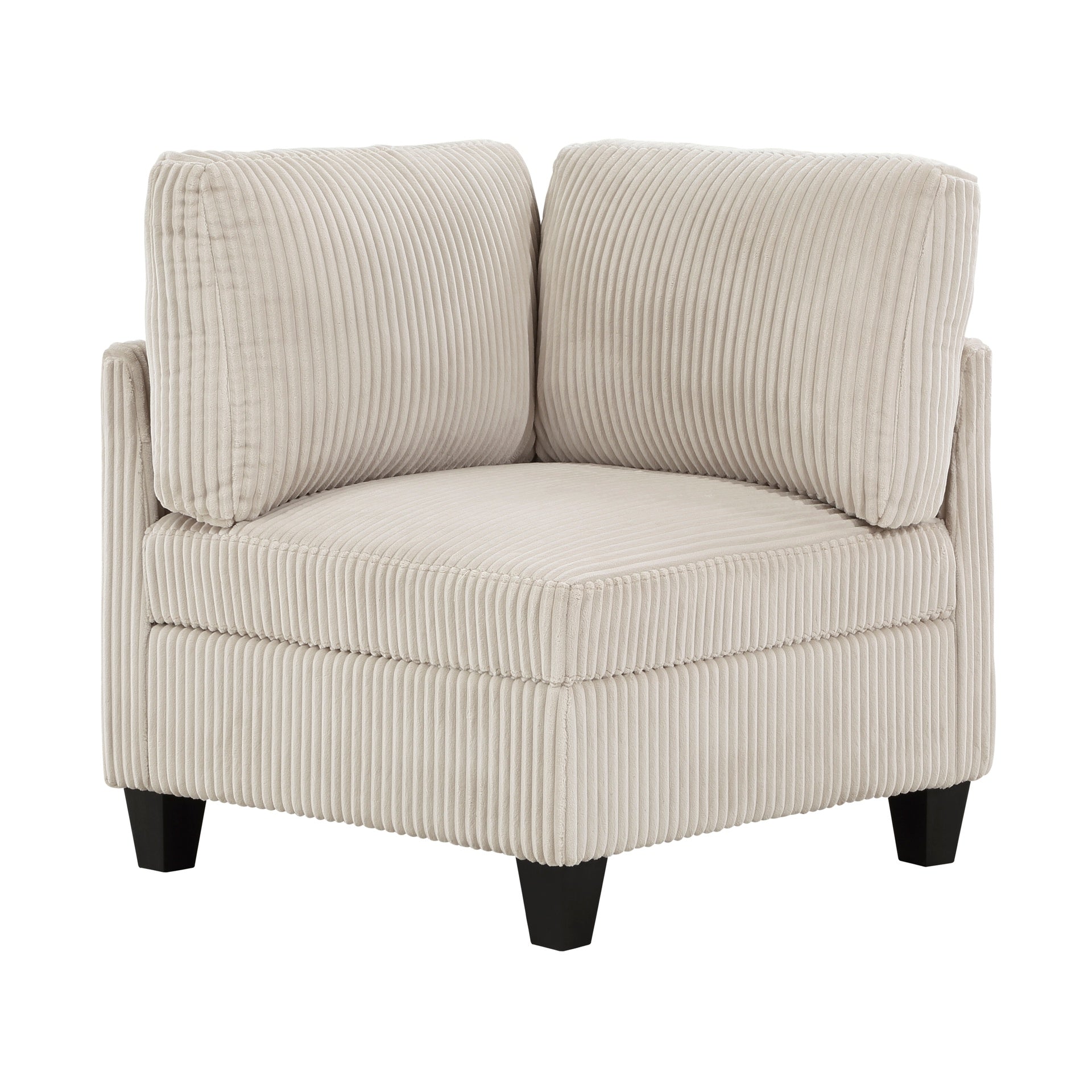 Modern Living Room Furniture Beige Corner Seat with Storage Corduroy Fabric Upholstery 1pc Modular piece