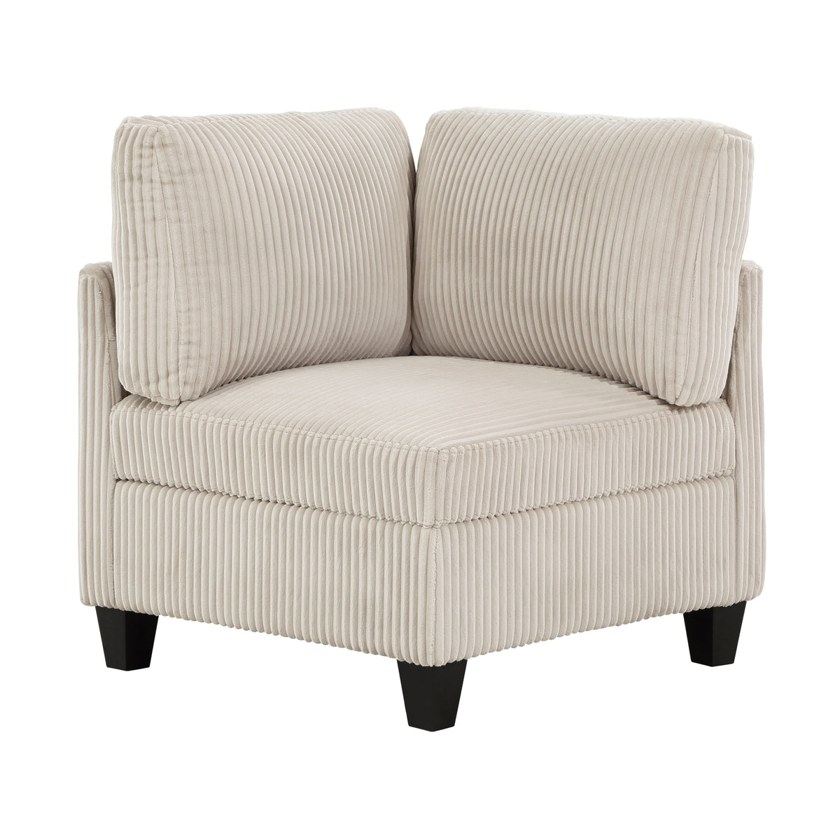 Modern Living Room Furniture Beige Corner Seat with Storage Corduroy Fabric Upholstery 1pc Modular piece