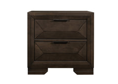 Contemporary Design 2-Drawers Nightstand 1pc Bedroom Furniture Warm Espresso Finish Raised Panel Front