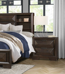 Contemporary Design 2-Drawers Nightstand 1pc Bedroom Furniture Warm Espresso Finish Raised Panel Front