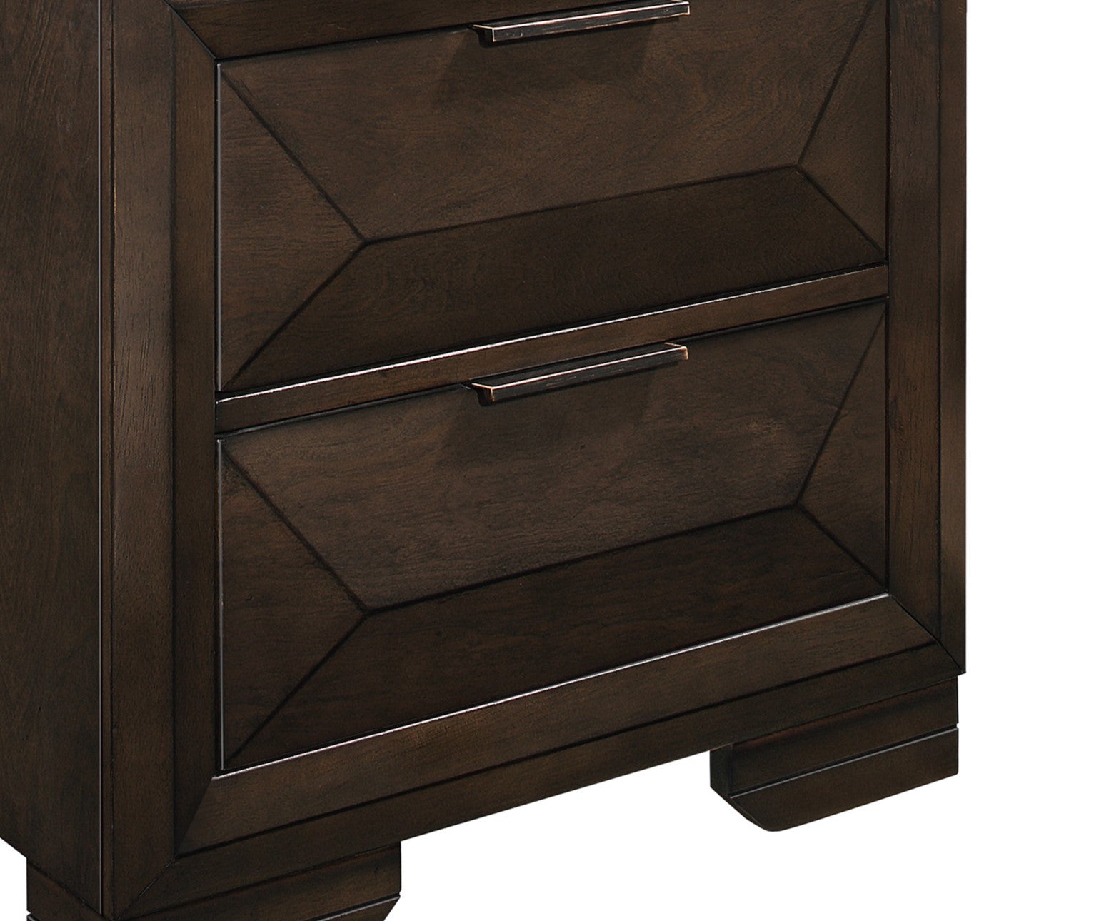 Contemporary Design 2-Drawers Nightstand 1pc Bedroom Furniture Warm Espresso Finish Raised Panel Front