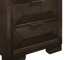 Contemporary Design 2-Drawers Nightstand 1pc Bedroom Furniture Warm Espresso Finish Raised Panel Front