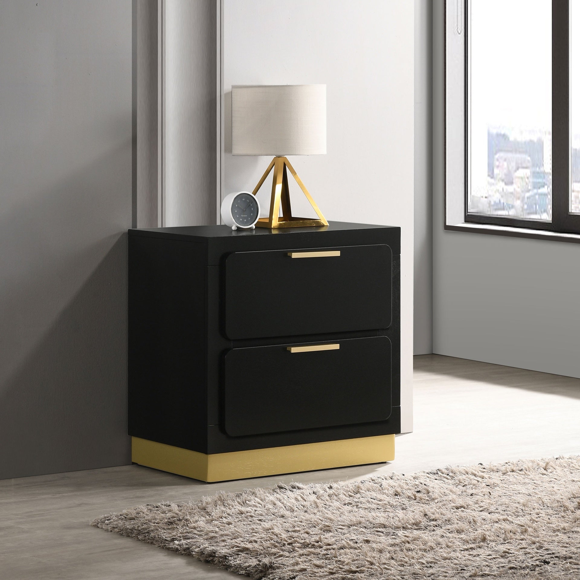 Sophia Black 2-drawer Nightstand