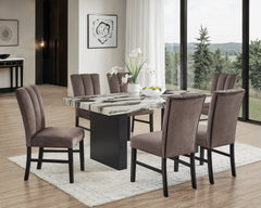 Beautiful Black/Brown Dining Chair Mocha-toned Fully Upholstered Channel-tufted Microfiber Set of 2