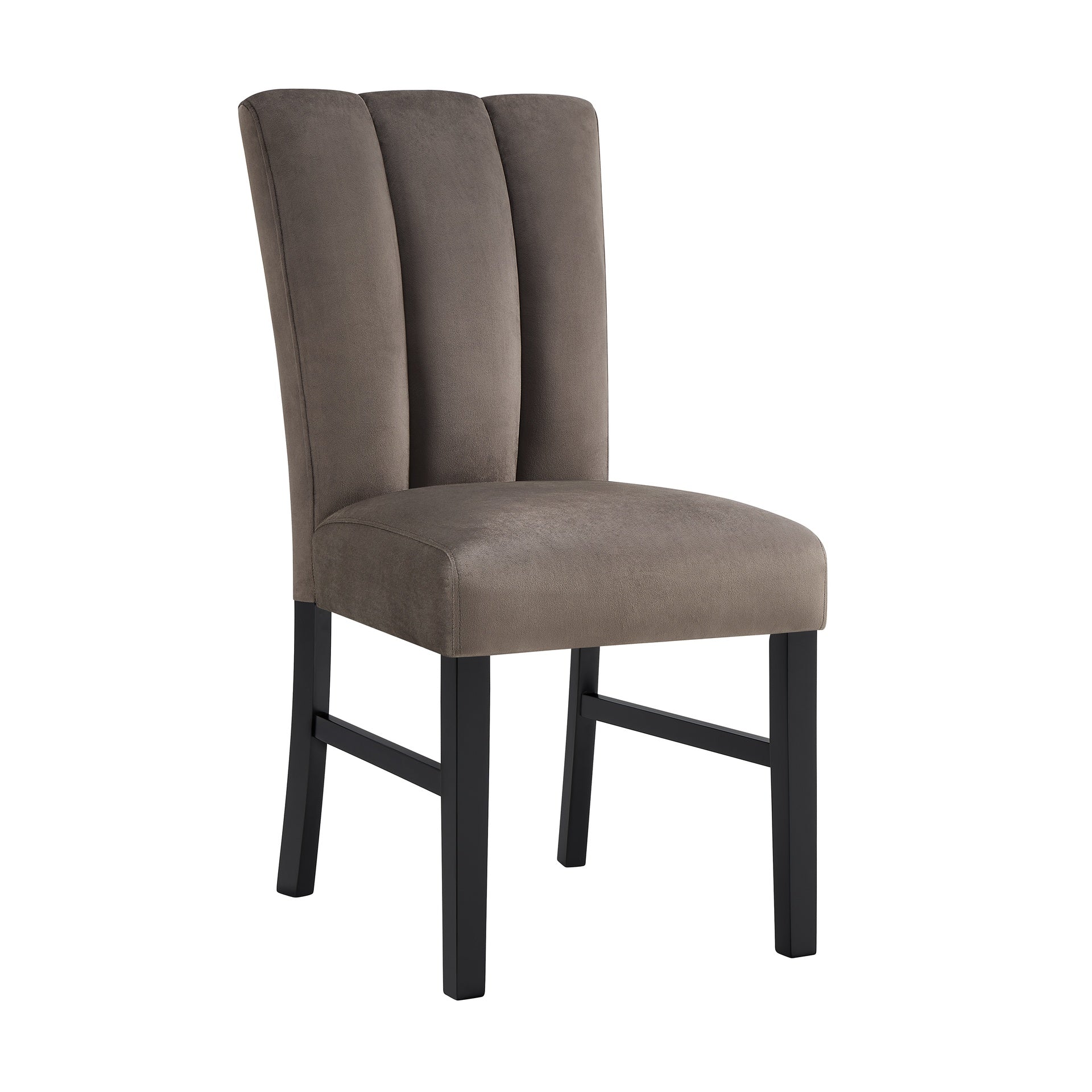 Beautiful Black/Brown Dining Chair Mocha-toned Fully Upholstered Channel-tufted Microfiber Set of 2