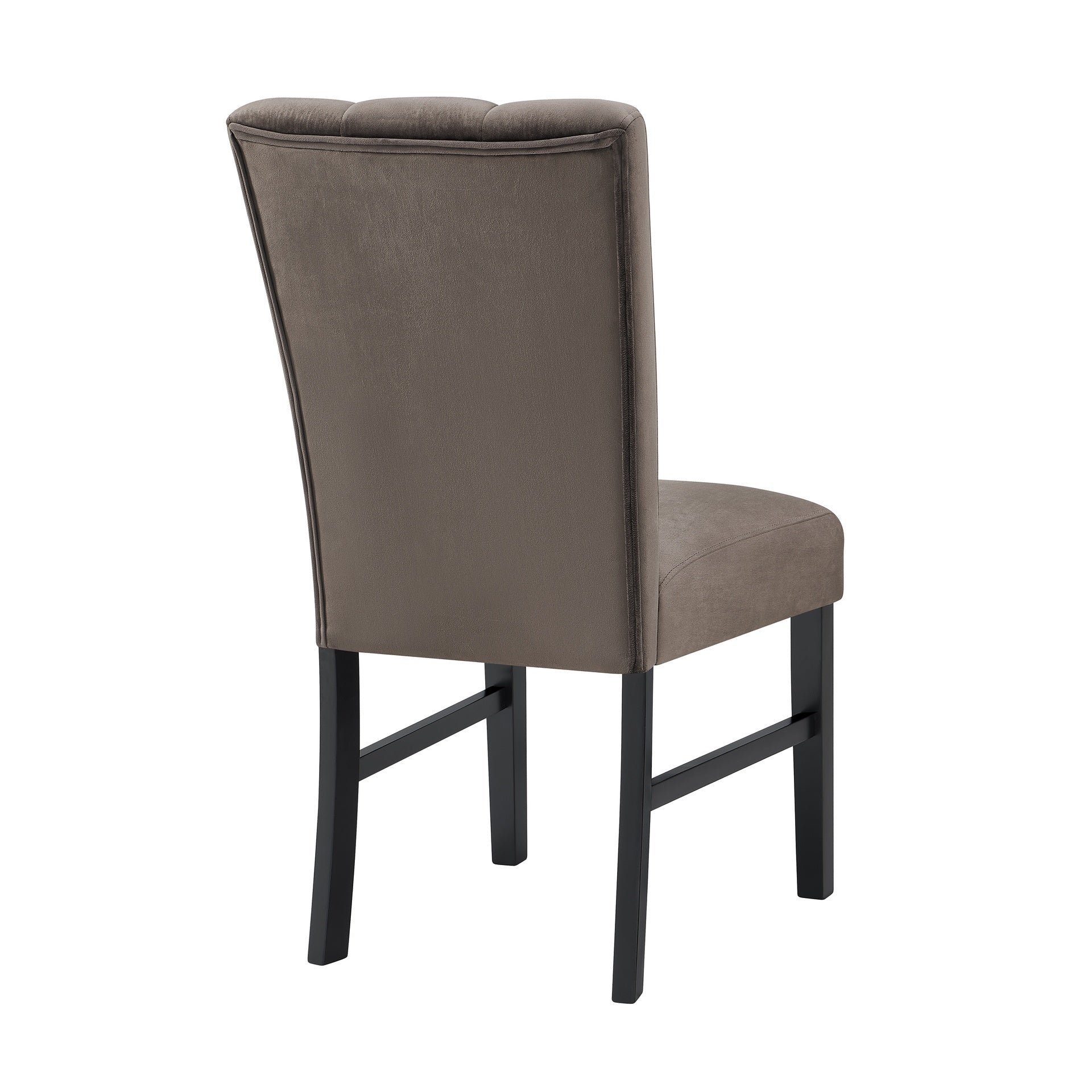 Beautiful Black/Brown Dining Chair Mocha-toned Fully Upholstered Channel-tufted Microfiber Set of 2