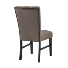 Beautiful Black/Brown Dining Chair Mocha-toned Fully Upholstered Channel-tufted Microfiber Set of 2