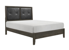 Contemporary Design Dark Gray Finish Queen Bed 1pc Button-Tufted Faux Leather Upholstered Headboard Wooden Bedroom Furniture