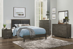 Contemporary Design Dark Gray Finish Queen Bed 1pc Button-Tufted Faux Leather Upholstered Headboard Wooden Bedroom Furniture