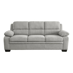 Modern Living Room 2pc Sofa Set Plush Comfortable Sofa Loveseat Set Gray Textured Fabric Channel Tufting Solid Wood Frame Furniture
