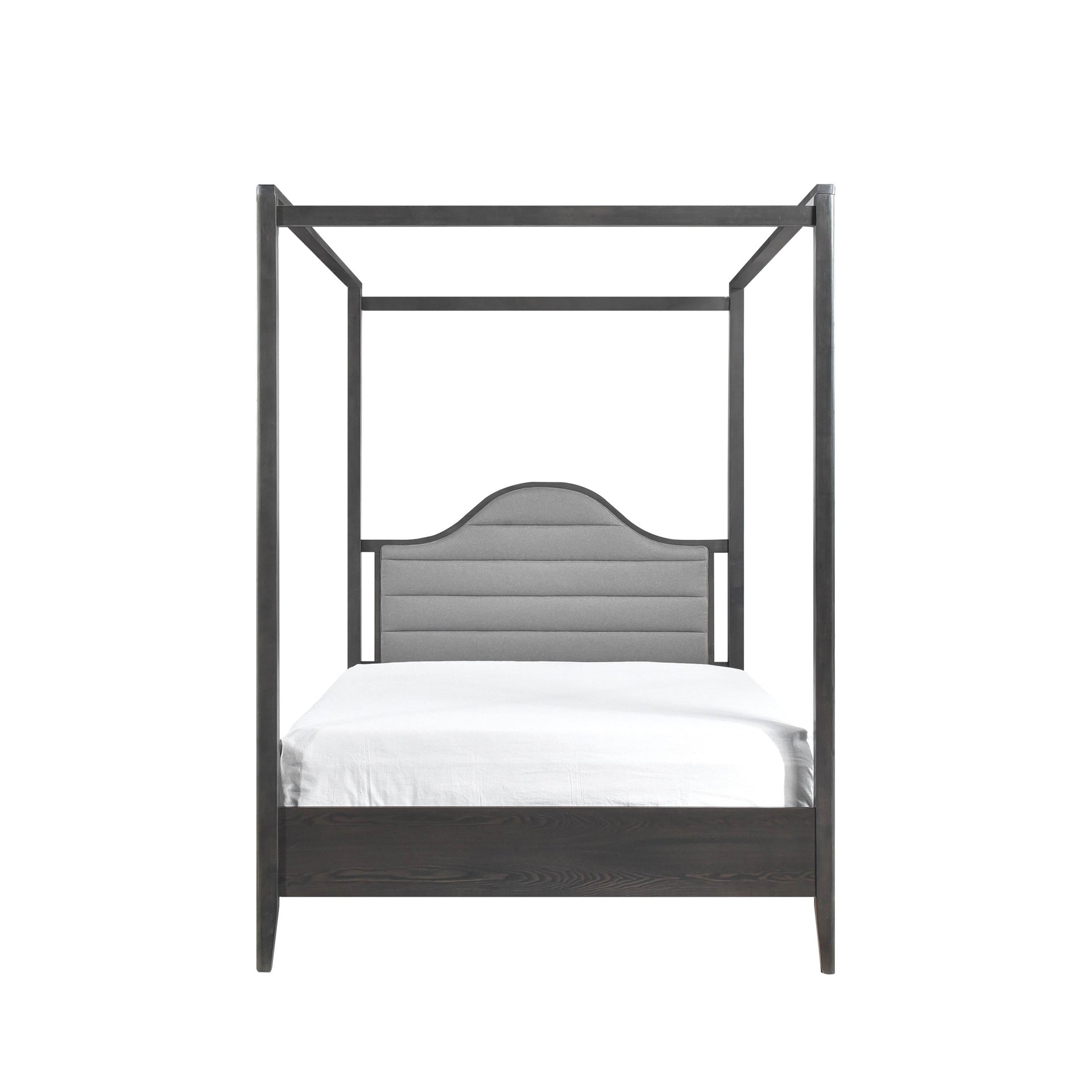 Upholstery Headboard Canopy Full Bed 1pc Wooden Bedroom Furniture