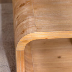 Modern Open-Frame Elegant Curved Light Wood Coffee Table with Open Storage for Contemporary Living Rooms