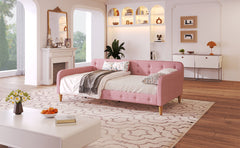 Twin Size Upholstered Daybed with 4 Support Legs, Rubine