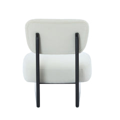 [Set of 2] Modern Beige Lounge Chair with Polyester Upholstery, Sturdy Wood Base With Black Finish, Minimalist and Stylish Accent Seating for Living Room, Bedroom, or Office