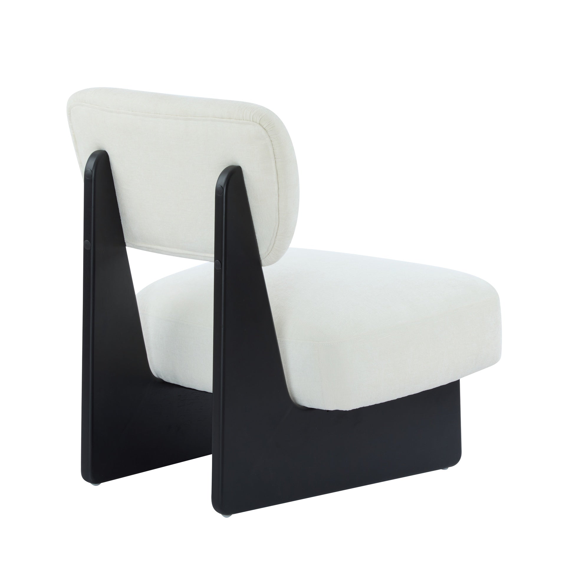 [Set of 2] Modern Beige Lounge Chair with Polyester Upholstery, Sturdy Wood Base With Black Finish, Minimalist and Stylish Accent Seating for Living Room, Bedroom, or Office