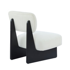 [Set of 2] Modern Beige Lounge Chair with Polyester Upholstery, Sturdy Wood Base With Black Finish, Minimalist and Stylish Accent Seating for Living Room, Bedroom, or Office