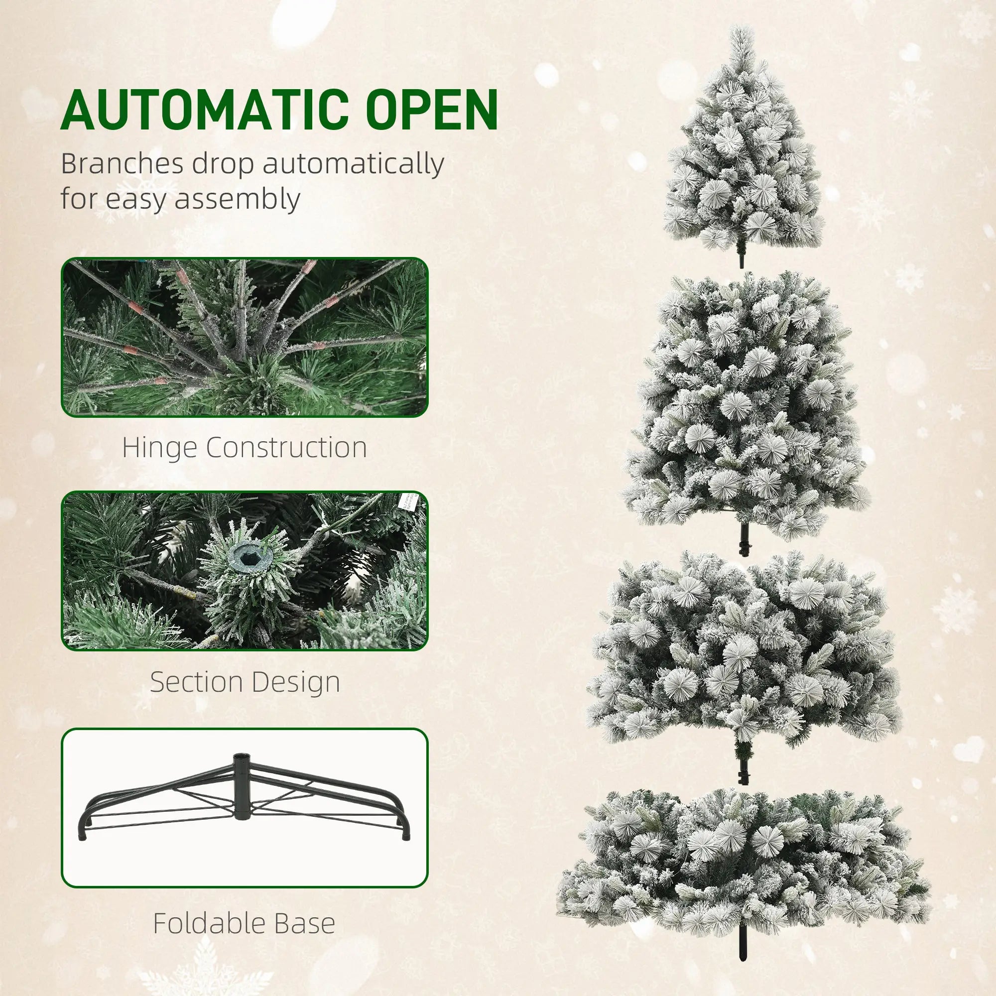 9 ft Artificial Christmas Tree with 750 Clear Lights for Home /Office /Holiday